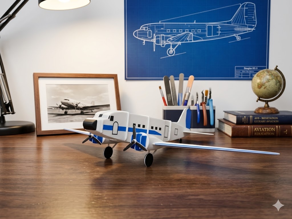 3D Printed DC-3 Airplane Model Kit – Classic Douglas Aircraft Build Kit
