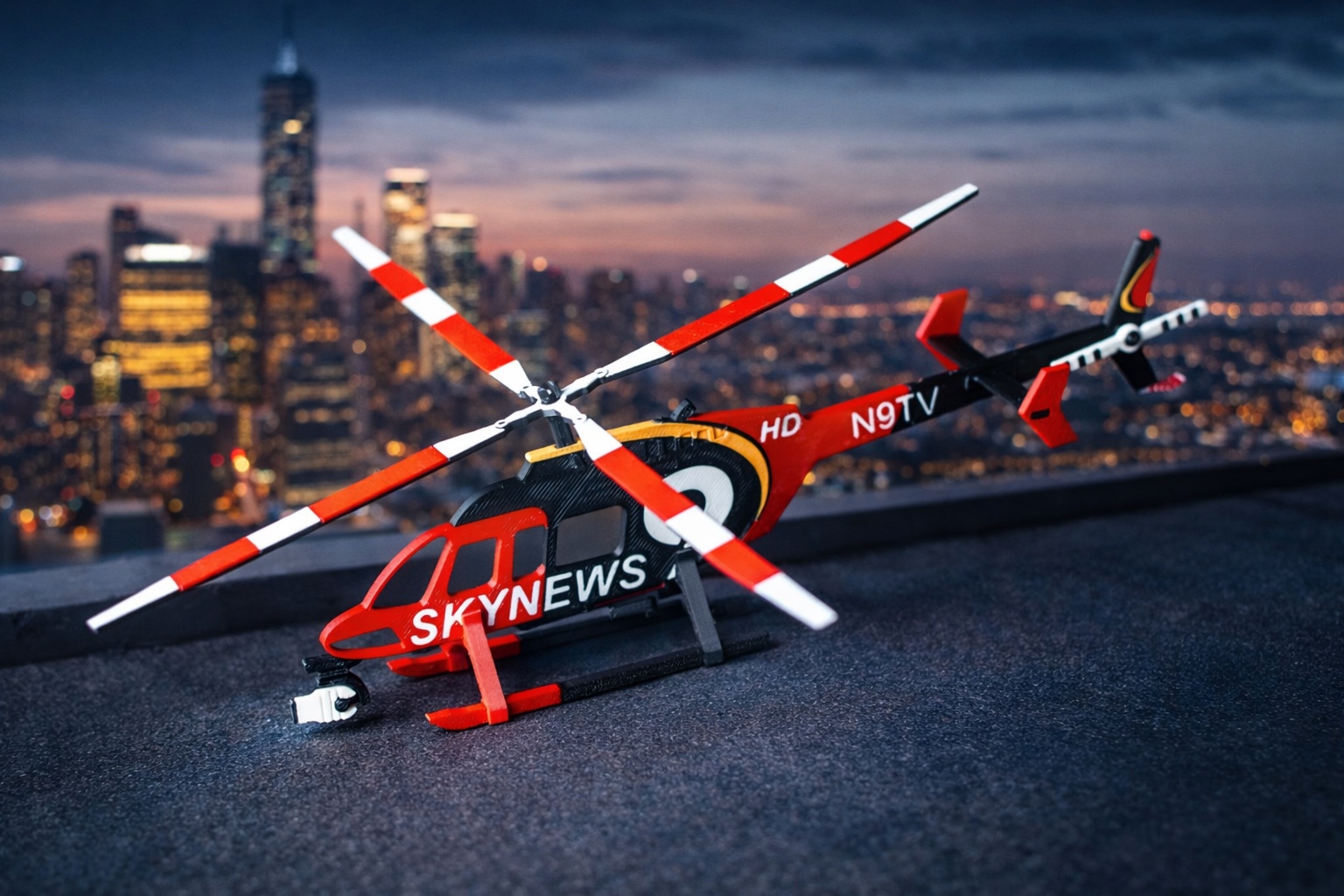 Bell 407 SkyNews 3D Printed Helicopter Model Kit