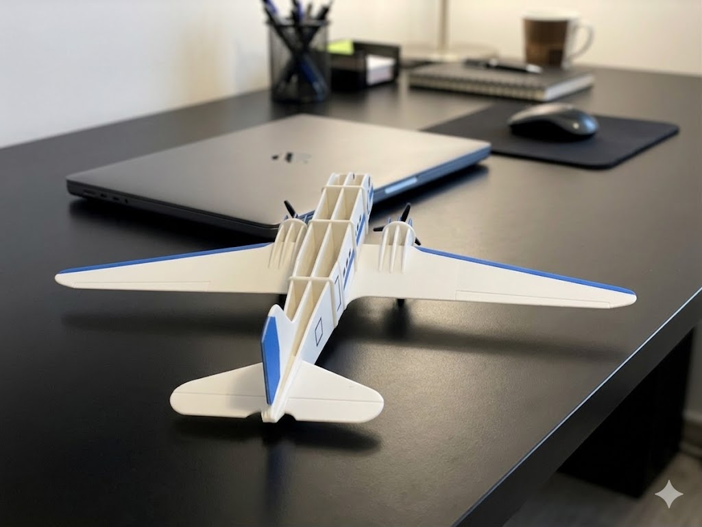 3D Printed DC-3 Airplane Model Kit – Classic Douglas Aircraft Build Kit