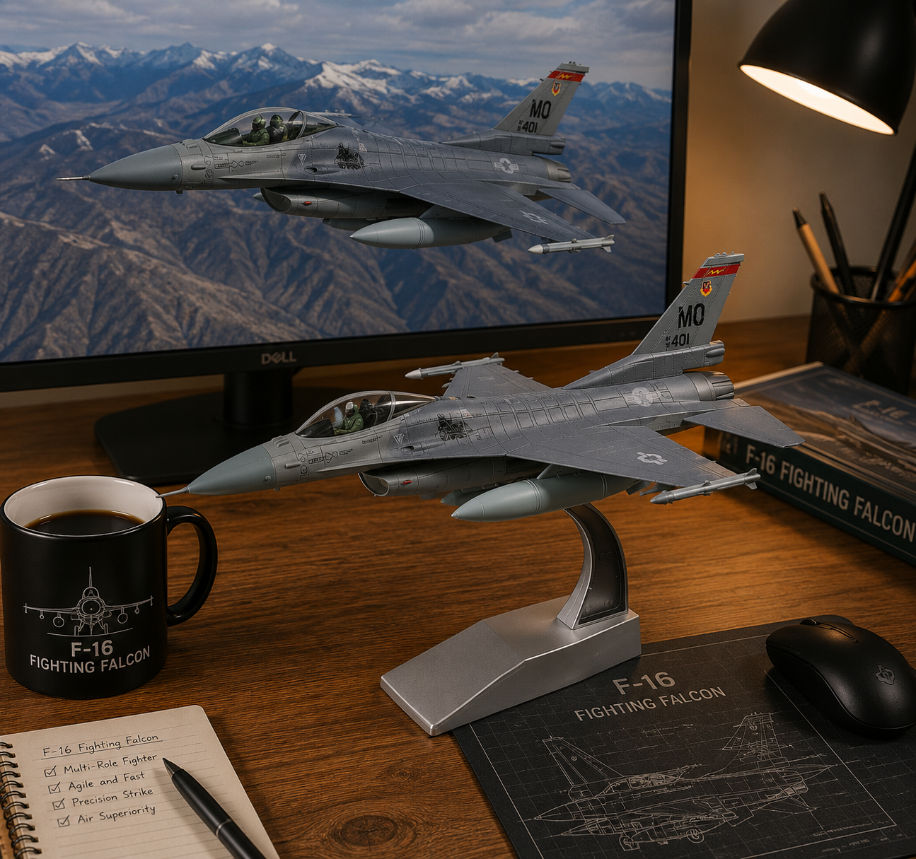 F-16C Fighting Falcon 3D Printed Model Kit – 1:100 Scale
