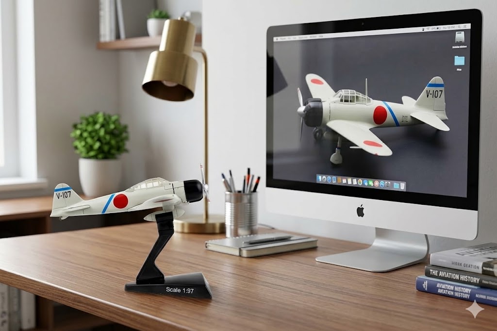 A6M2 Zero WWII Fighter Plane 3D Printed Model Kit – 1:97 Scale