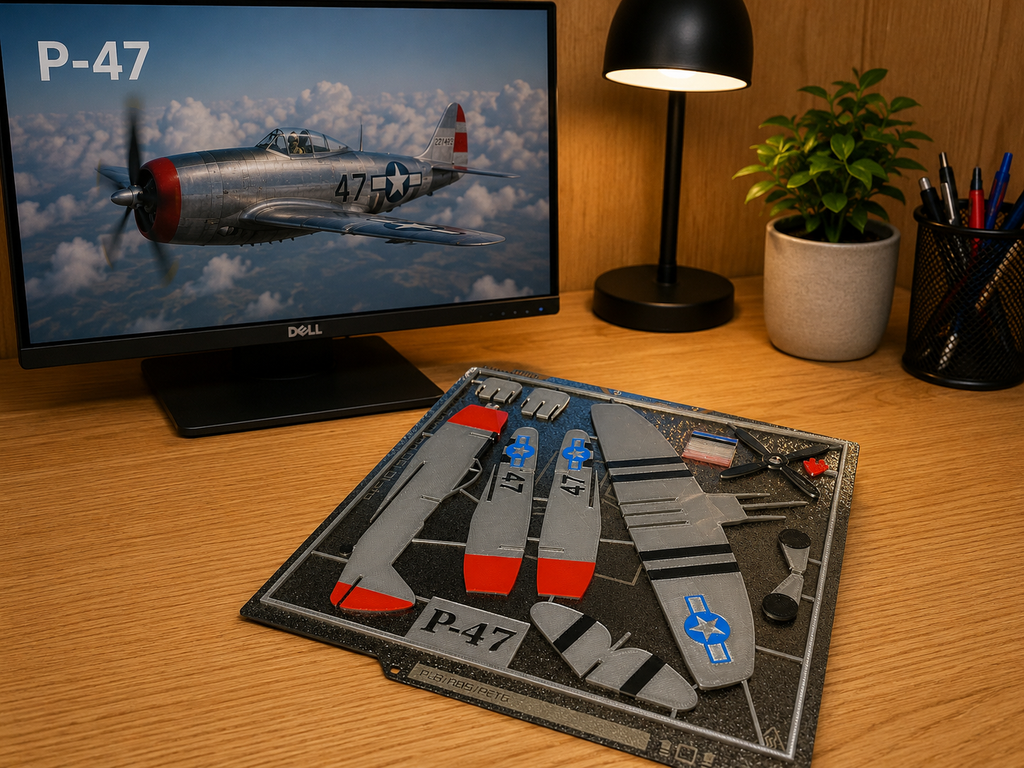 3D Printed P-47 Thunderbolt Model Kit – WWII Fighter Aircraft Build Kit