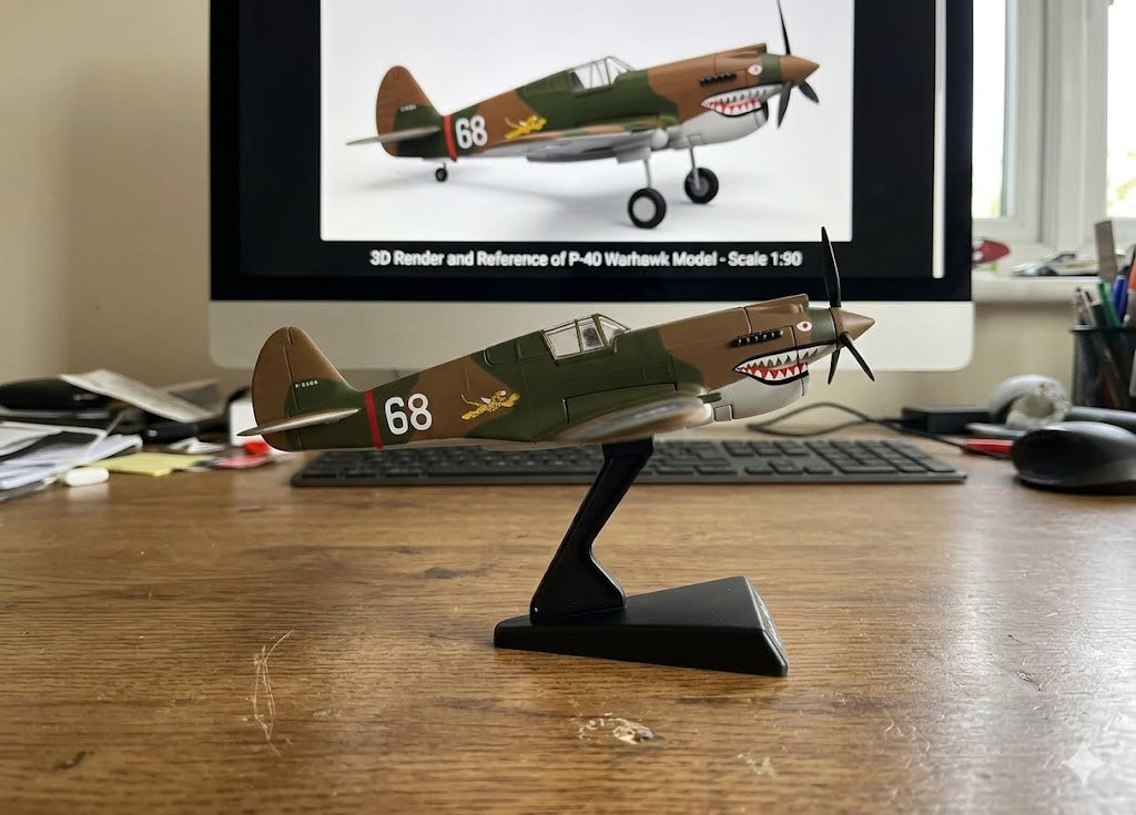 P-40 Warhawk “Hell’s Angels” 3D Printed Model Kit – 1:90 Scale