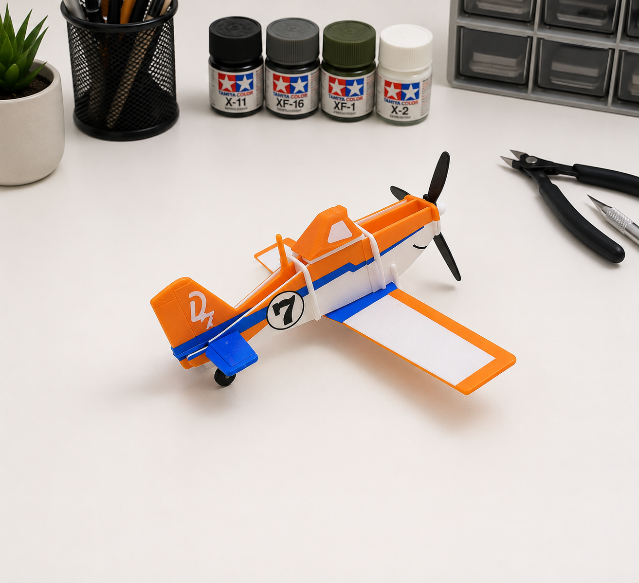 3D Printed Dusty Crophopper Model Kit – Inspired Cartoon Airplane Build Kit