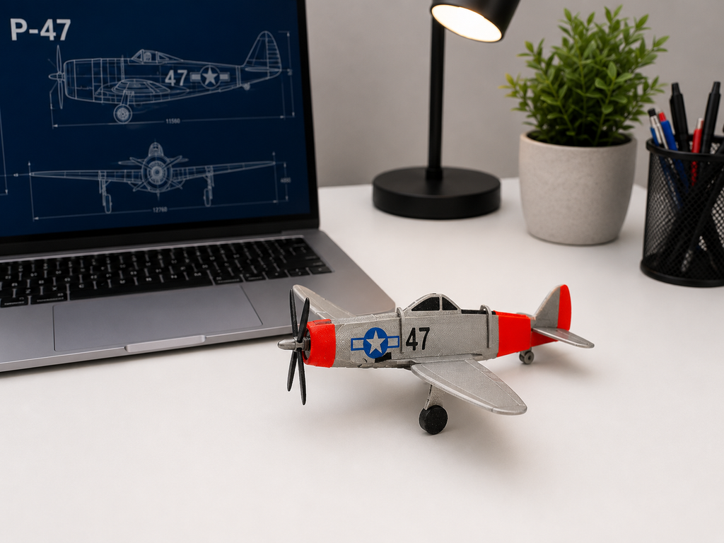 3D Printed P-47 Thunderbolt Model Kit – WWII Fighter Aircraft Build Kit