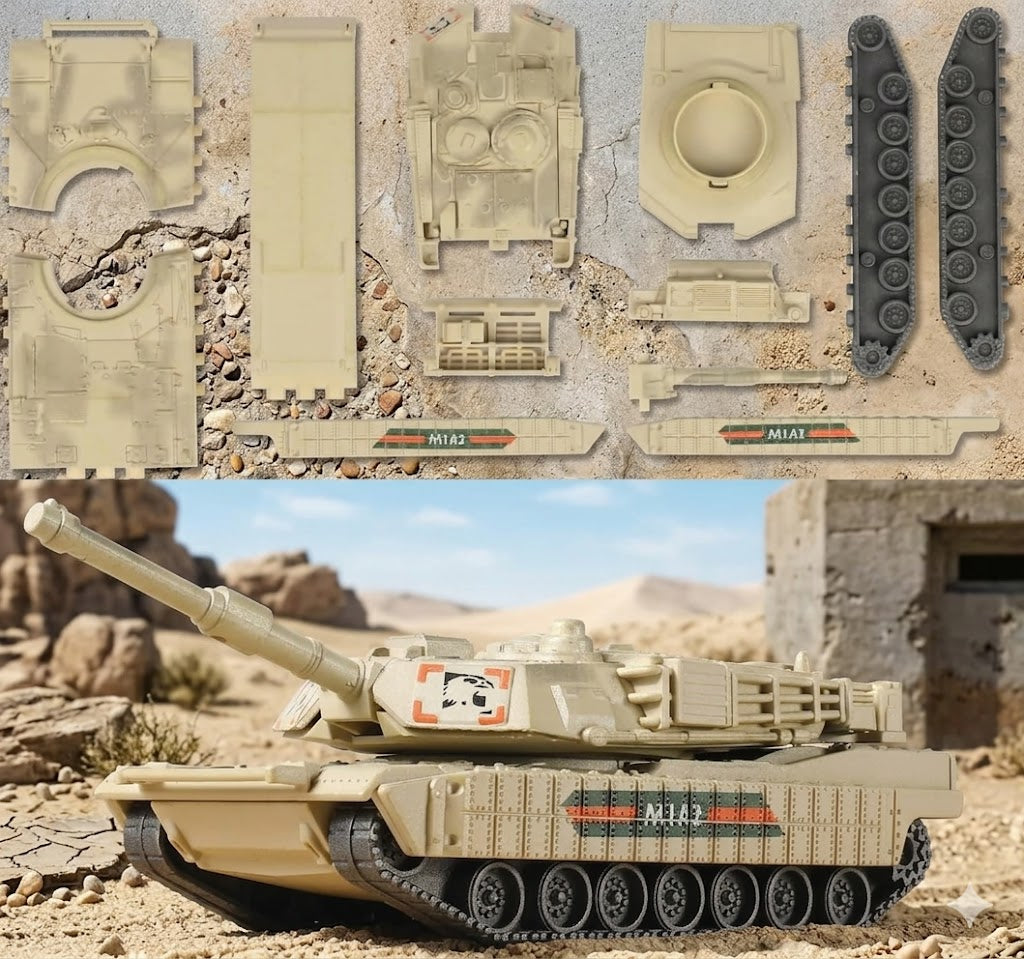 1/72 Scale M1A2 Military Tank Quick Build Model Kit – 9 Piece Main Battle Tank Build