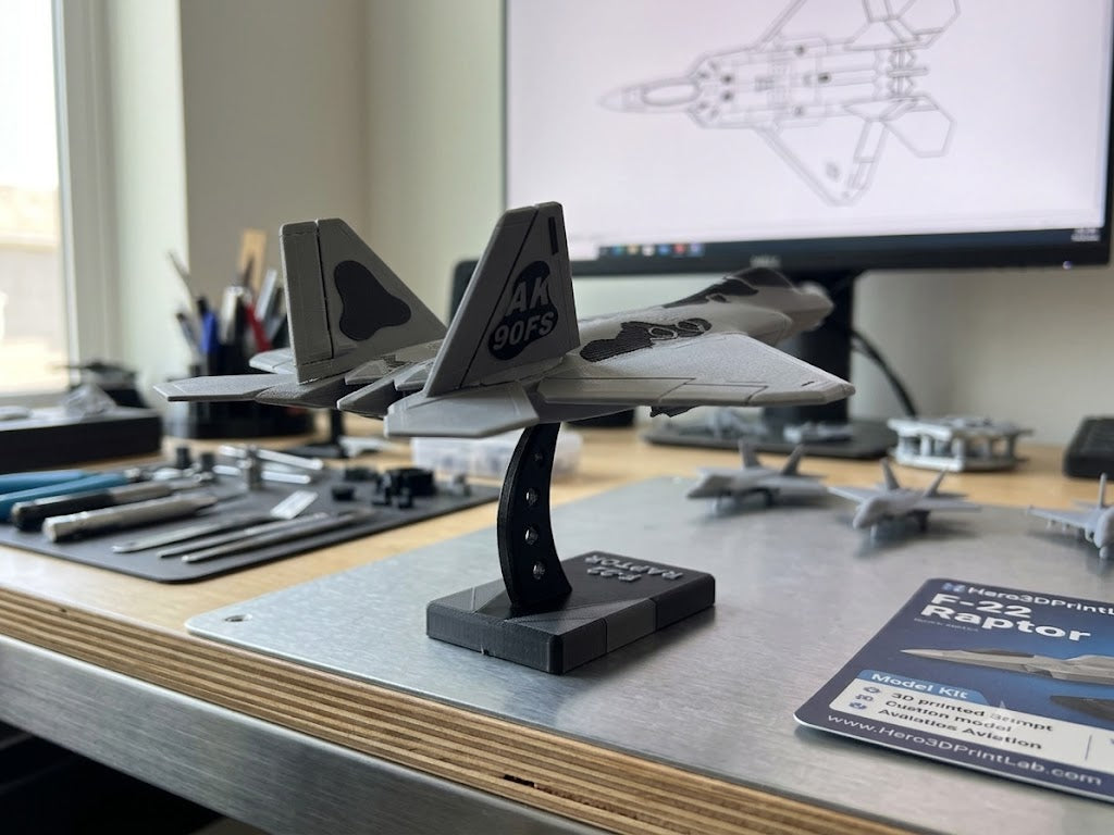 3D Printed F-22 Raptor Model Kit with Missiles – Fighter Jet DIY Build Kit Desk Decor