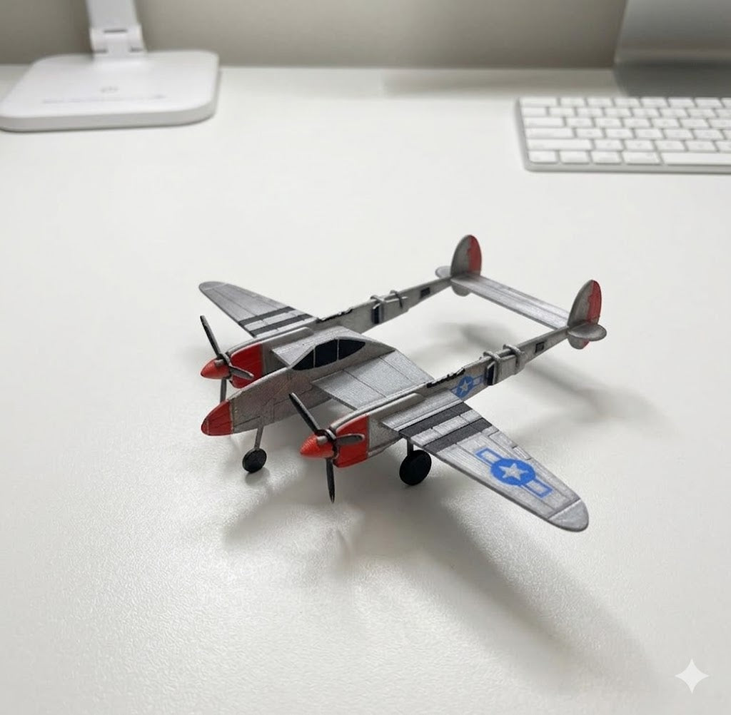 3D Printed P-38 Lightning Model Kit – WWII Twin-Engine Fighter Build Kit