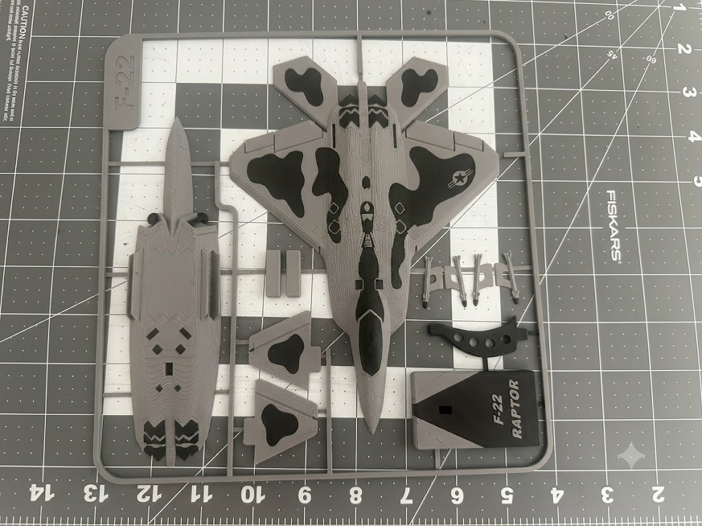 3D Printed F-22 Raptor Model Kit with Missiles – Fighter Jet DIY Build Kit Desk Decor