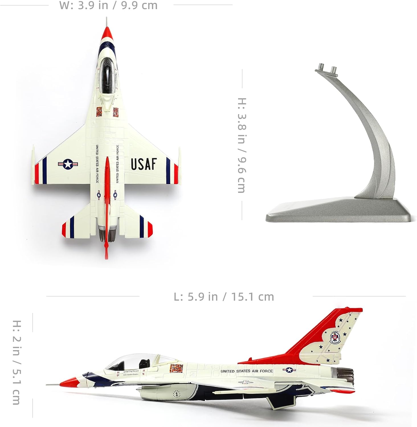 F-16C Fighting Falcon Thunderbird Display Model – 1:100 Scale USAF Fighter Jet