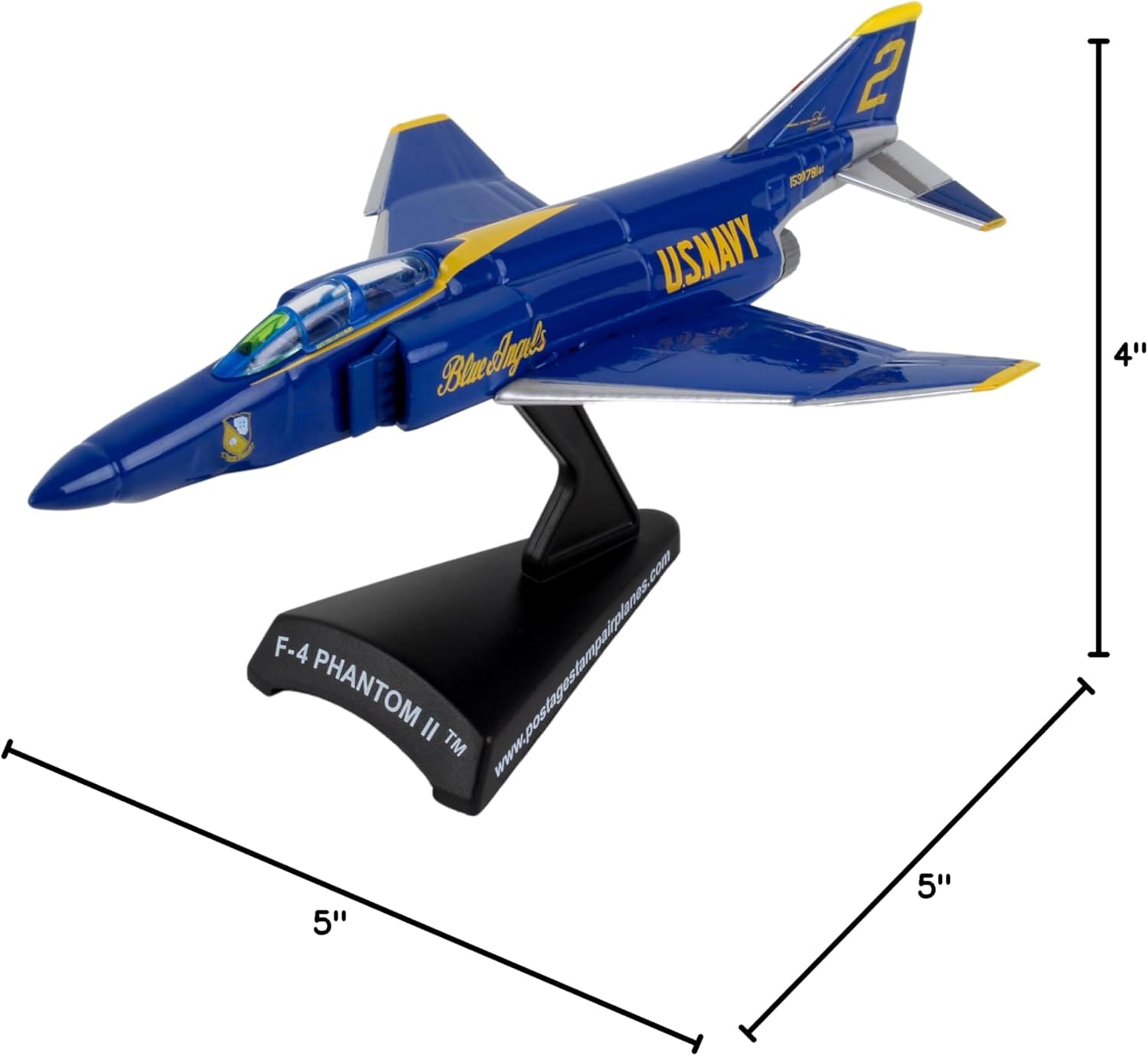 F-4 Phantom II Blue Angels Jet Display Model – 1:155 Scale Inspired Navy Aircraft