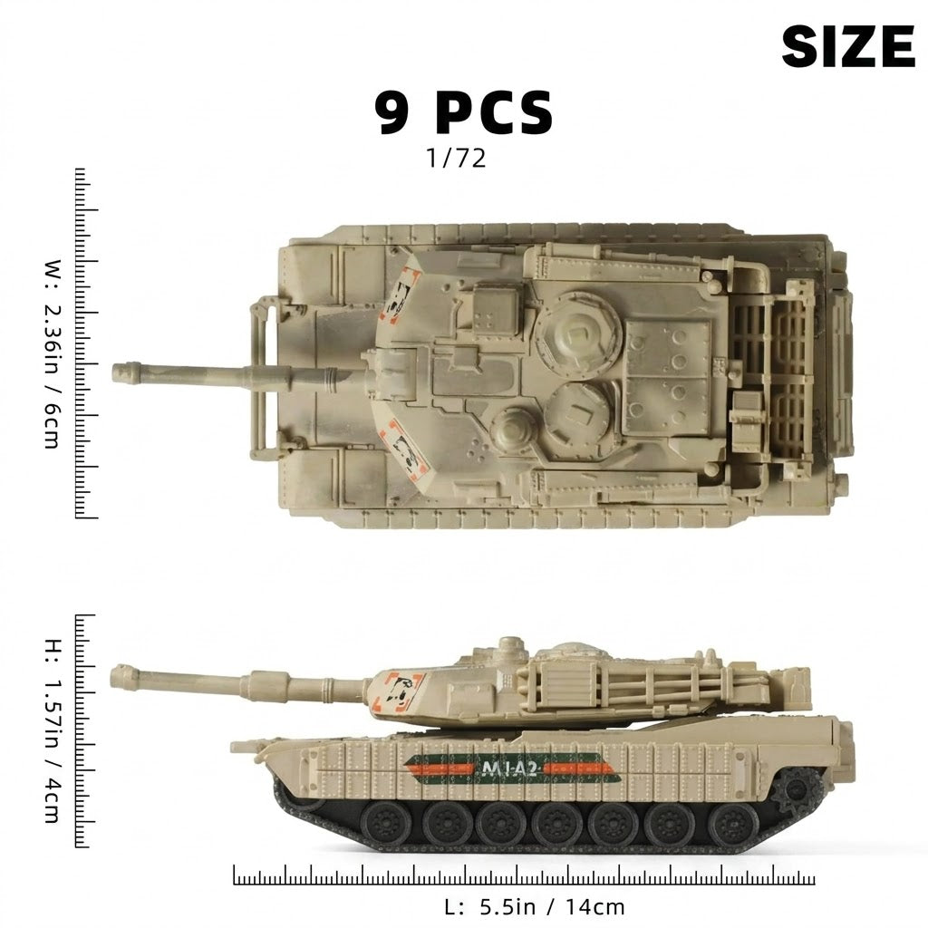 1/72 Scale M1A2 Military Tank Quick Build Model Kit – 9 Piece Main Battle Tank Build