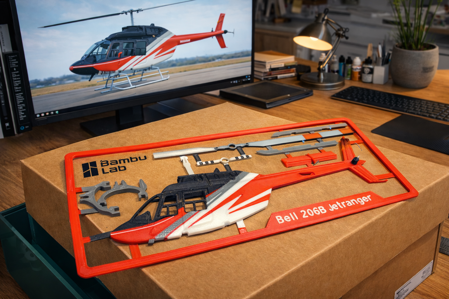 Bell 206B JetRanger 3D Printed Helicopter Model Kit