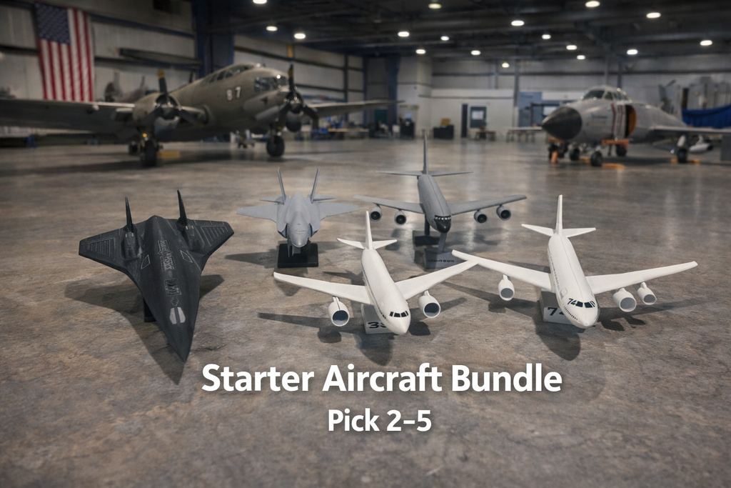 Aviation Starter Bundle 3D Printed Model Kit Collection – KC-135, Boeing 747, 787, Darkstar & Fighter Jets