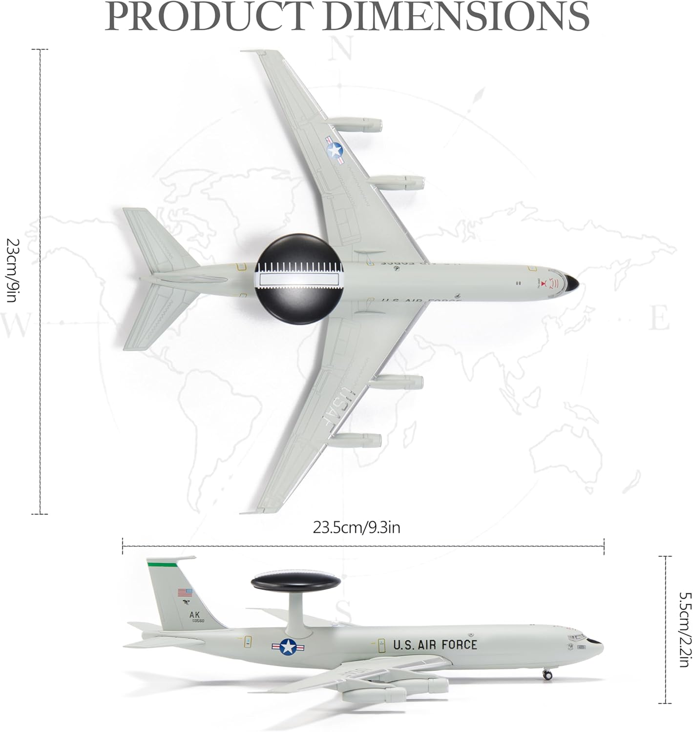 Boeing E-3 Sentry AWACS Display Model – 1:200 Scale Inspired Military Aircraft
