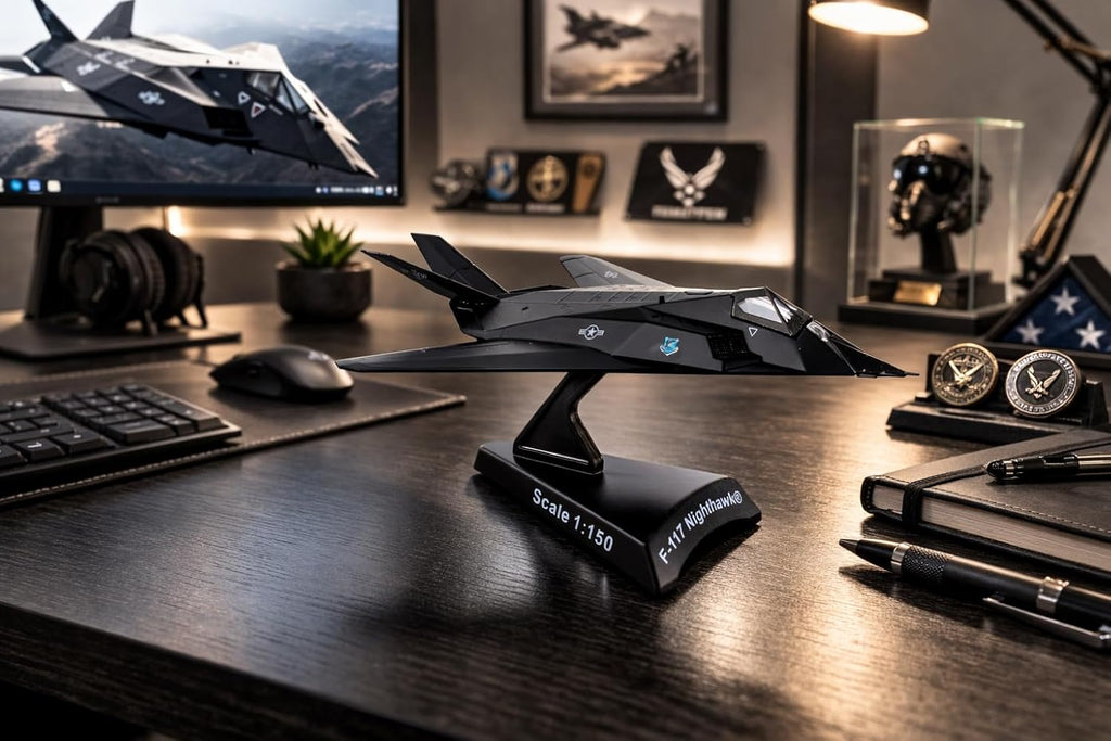 F-117 Nighthawk Stealth Aircraft Display Model – 1:150 Scale USAF Fighter Jet
