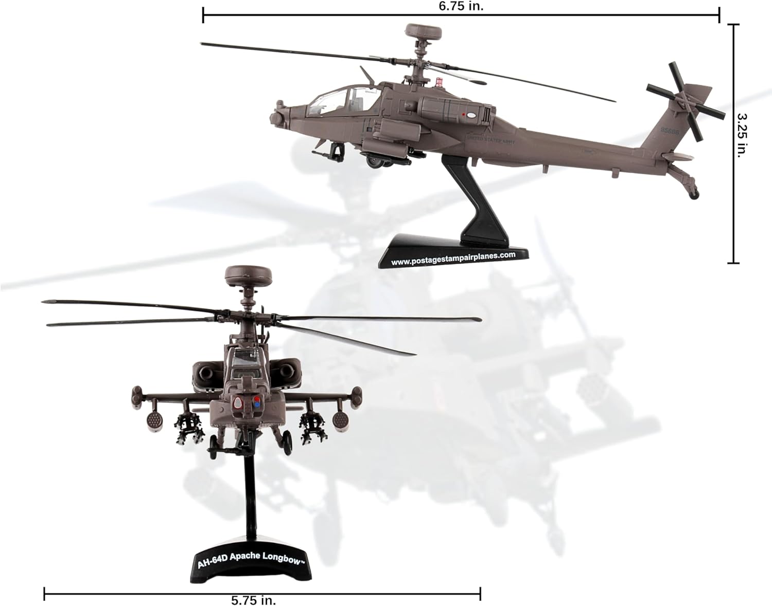 AH-64 Apache Longbow Helicopter Display Model – 1:100 Scale Inspired Military Aircraft