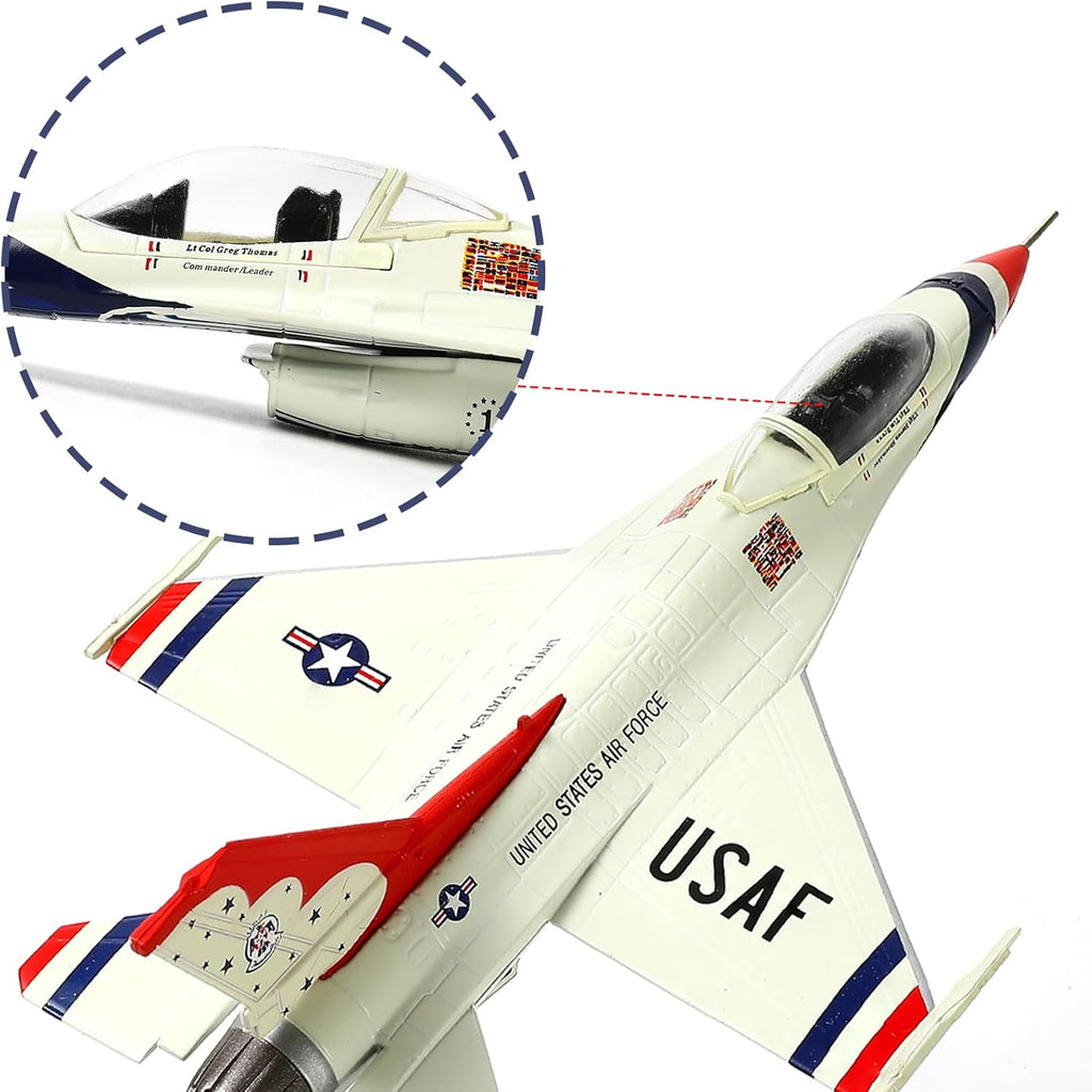 F-16C Fighting Falcon Thunderbird Display Model – 1:100 Scale USAF Fighter Jet