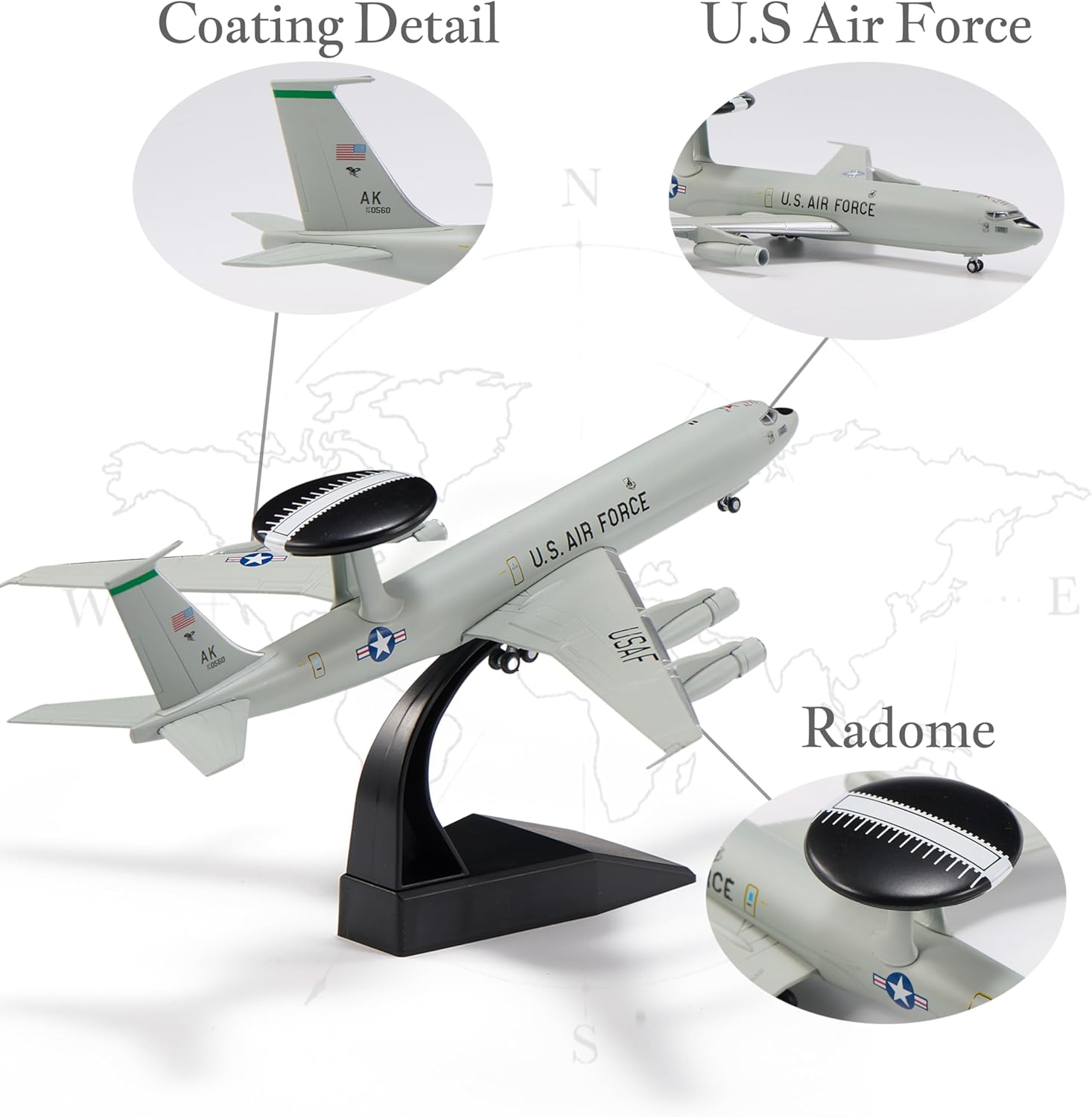 Boeing E-3 Sentry AWACS Display Model – 1:200 Scale Inspired Military Aircraft