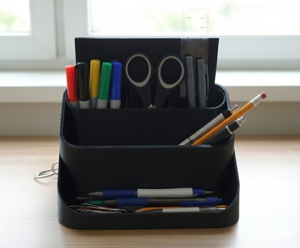 3D Printed Desk Organizer | Office Supply Holder | Pen Pencil and Stationery Storage Tray