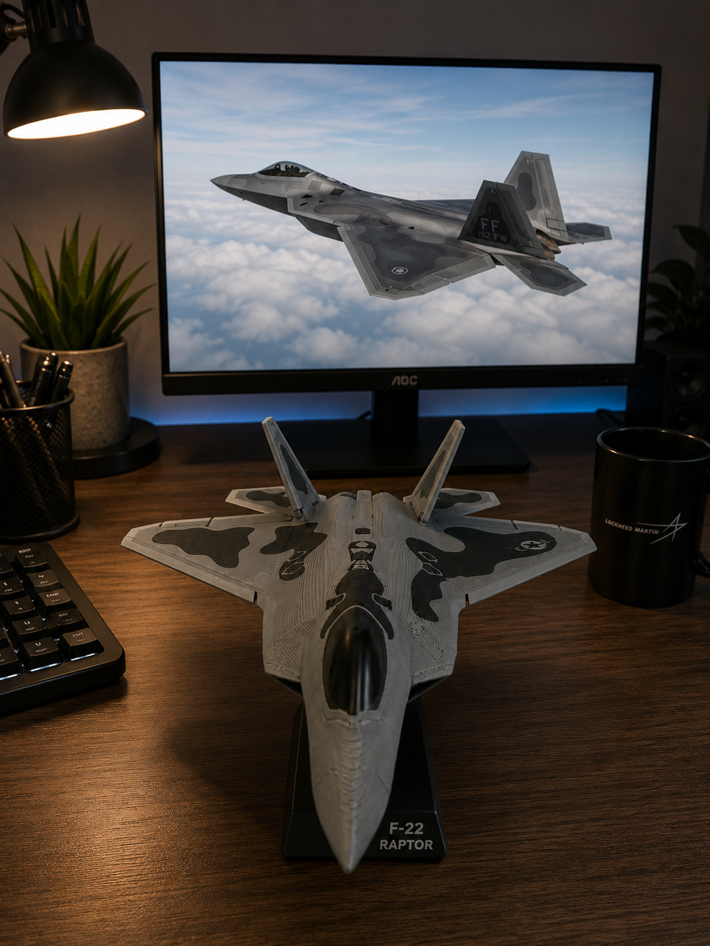 3D Printed F-22 Raptor Model Kit with Missiles – Fighter Jet DIY Build Kit Desk Decor