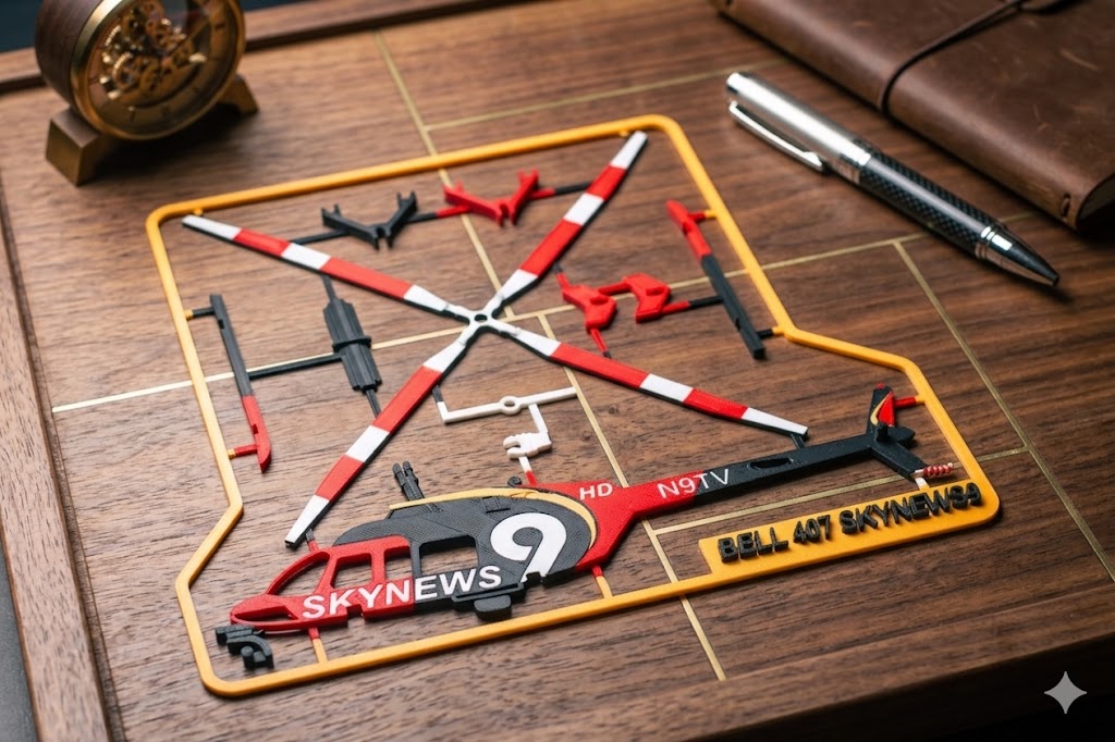 Bell 407 SkyNews 3D Printed Helicopter Model Kit