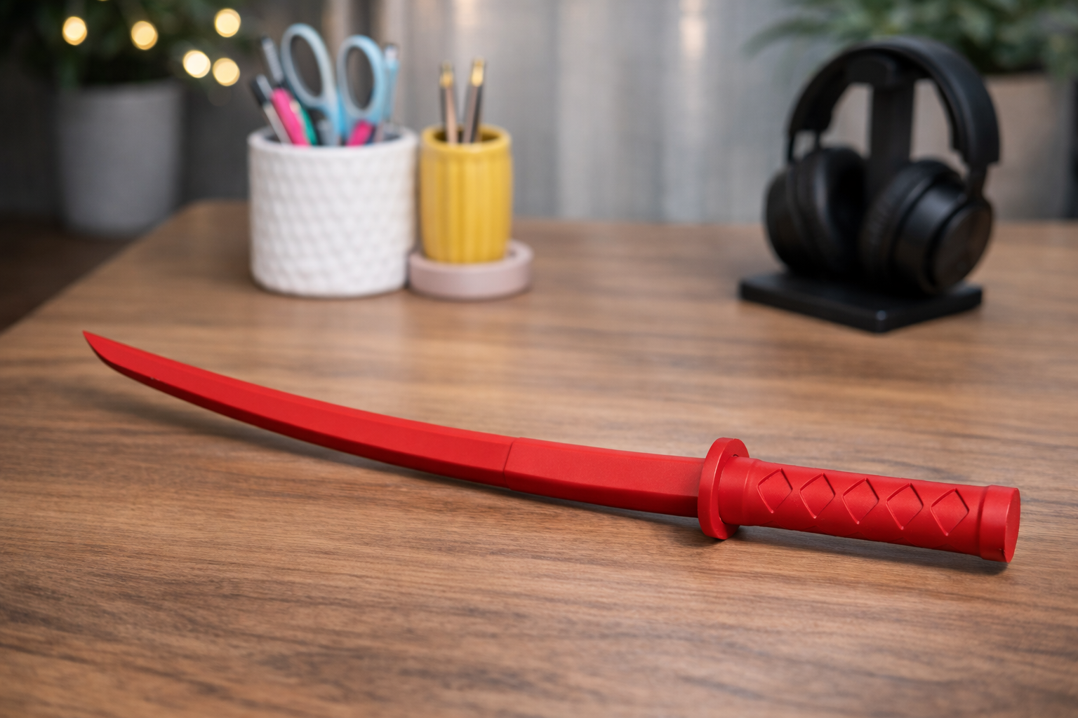 Anime Sword Handle Desk Prop Anime Sword Handle Desk Prop – 3D Printed Katana Grip Decor – Samurai Inspired Desk Accessory – Cosplay Display Piece
