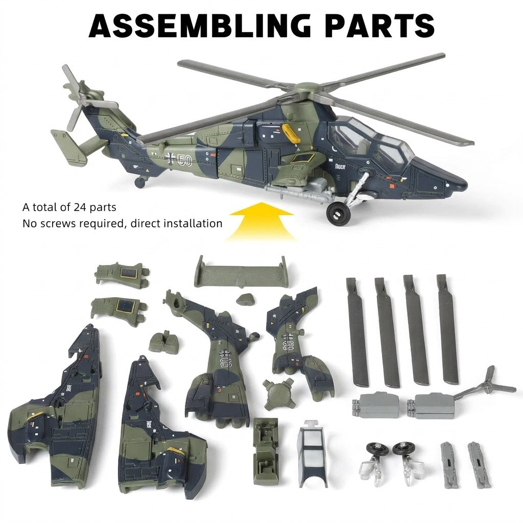 1:72 Scale EC-665 Army Helicopter Quick Build Model Kit – 24 Piece Military Helicopter Build