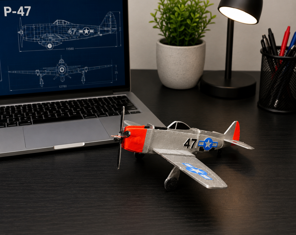 3D Printed P-47 Thunderbolt Model Kit – WWII Fighter Aircraft Build Kit