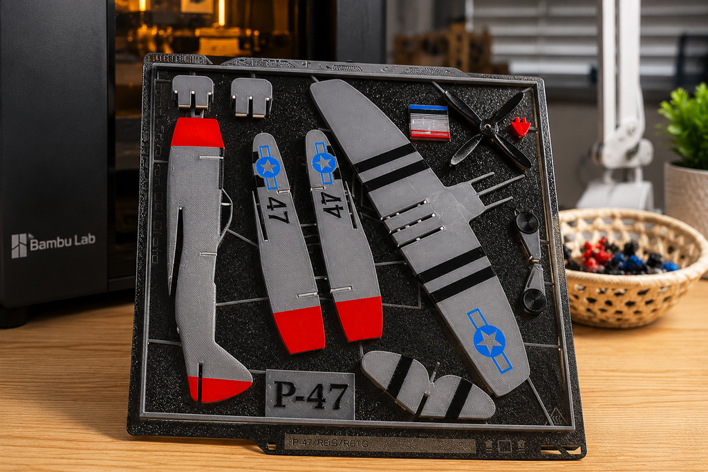 3D Printed P-47 Thunderbolt Model Kit – WWII Fighter Aircraft Build Kit