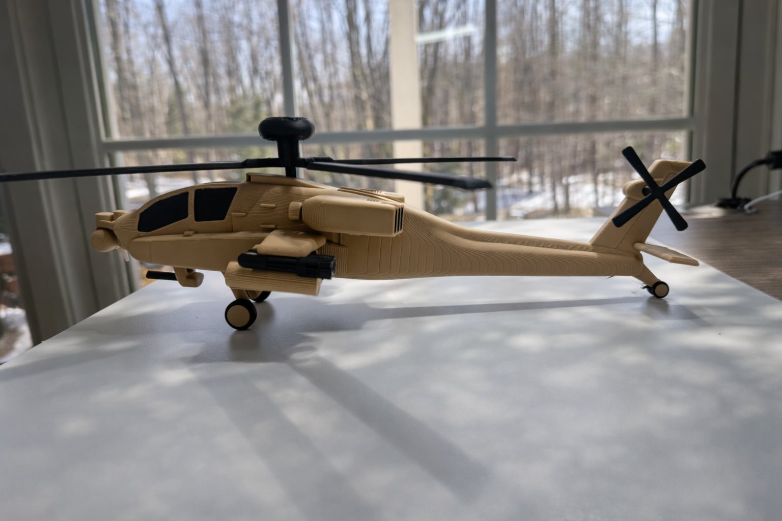 AH-64 Apache Helicopter 3D Printed Display Model – Military Attack Helicopter Edition