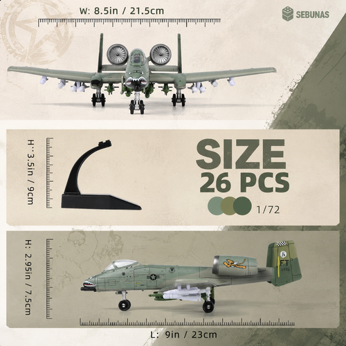 1:72 Scale A-10 Thunderbolt II Warthog Model Kit – 26 Piece Aircraft Build
