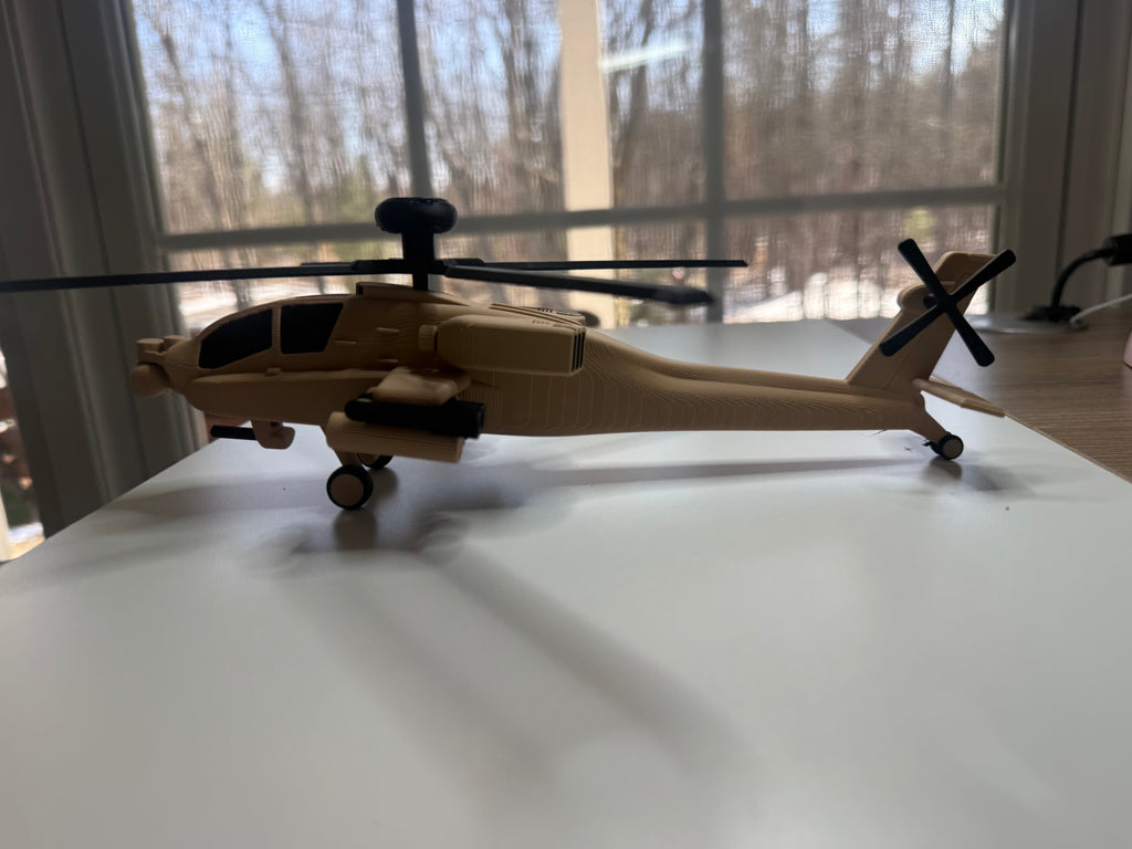 AH-64 Apache Helicopter 3D Printed Display Model – Military Attack Helicopter Edition