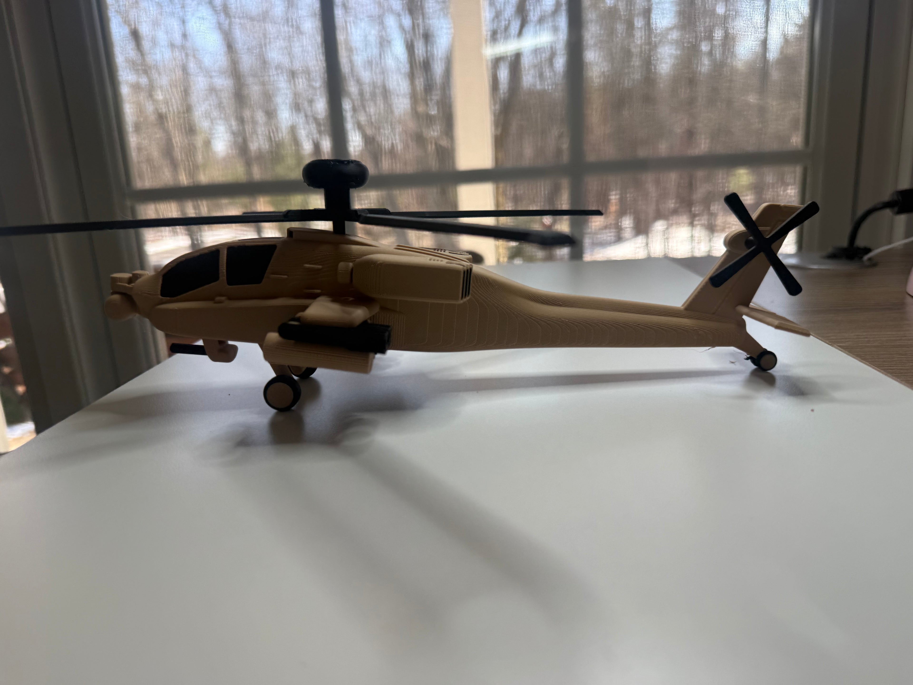 AH-64 Apache Helicopter 3D Printed Display Model – Military Attack Helicopter Edition