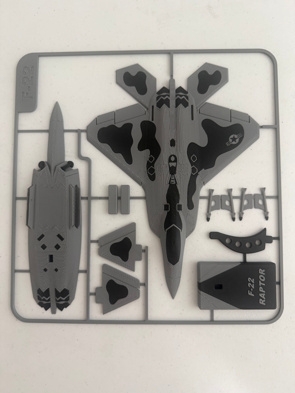 3D Printed F-22 Raptor Model Kit with Missiles – Fighter Jet DIY Build Kit Desk Decor