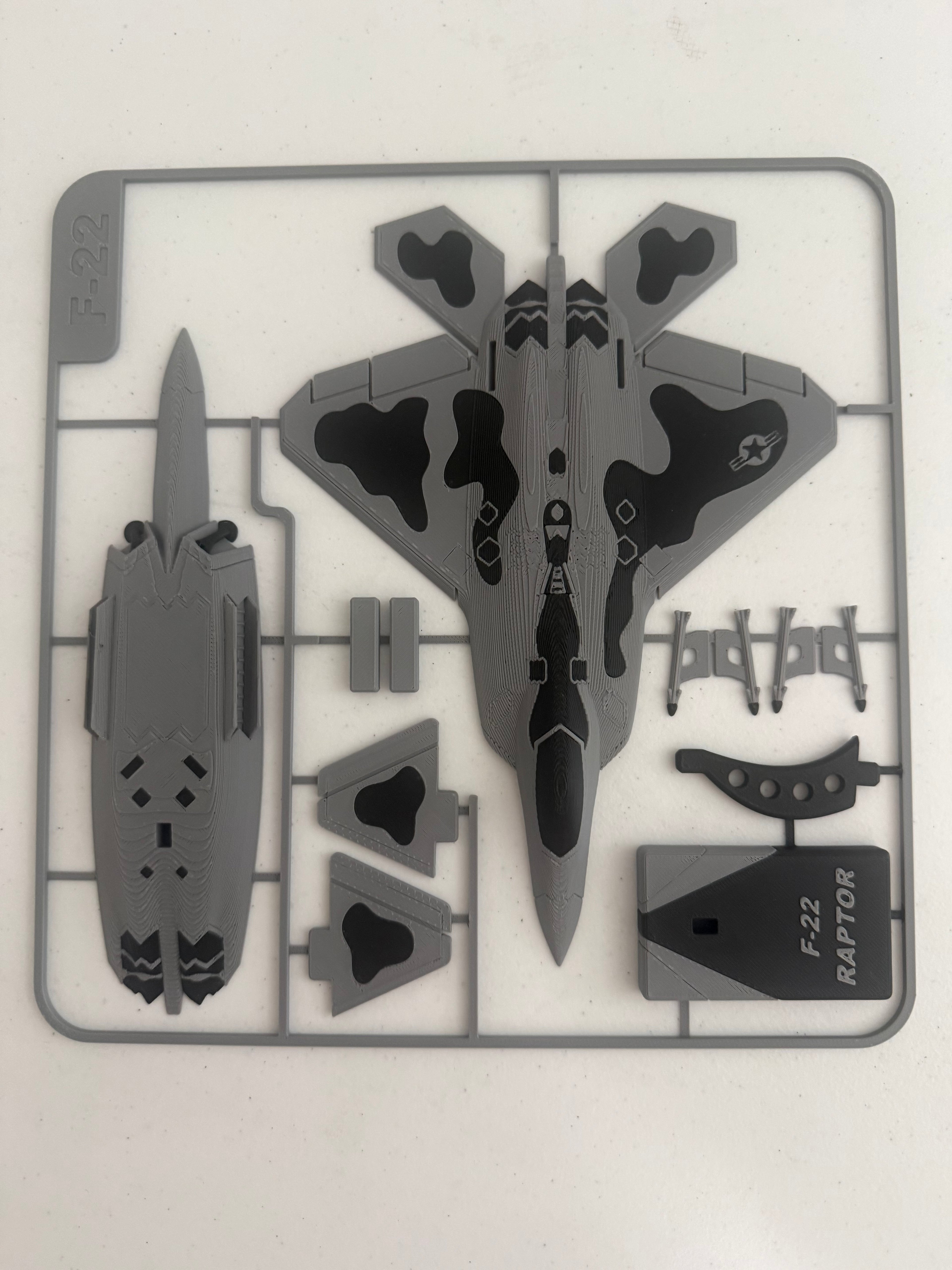 3D Printed F-22 Raptor Model Kit with Missiles – Fighter Jet DIY Build Kit Desk Decor