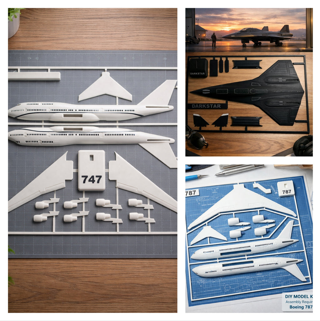 Aviation Starter Bundle 3D Printed Model Kit Collection – KC-135, Boeing 747, 787, Darkstar & Fighter Jets