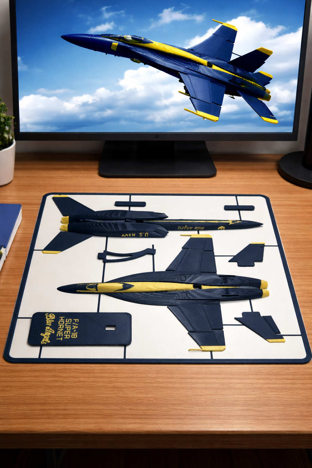 Blue Angels F/A-18 Super Hornet 3D Printed Aircraft Model Kit – Navy Demonstration Jet Edition