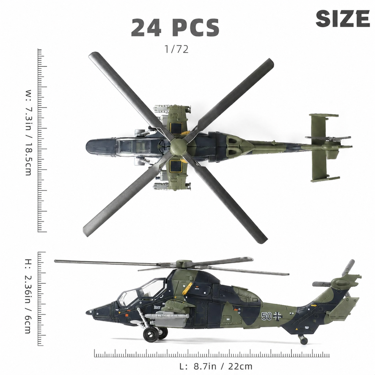 1:72 Scale EC-665 Army Helicopter Quick Build Model Kit – 24 Piece Military Helicopter Build