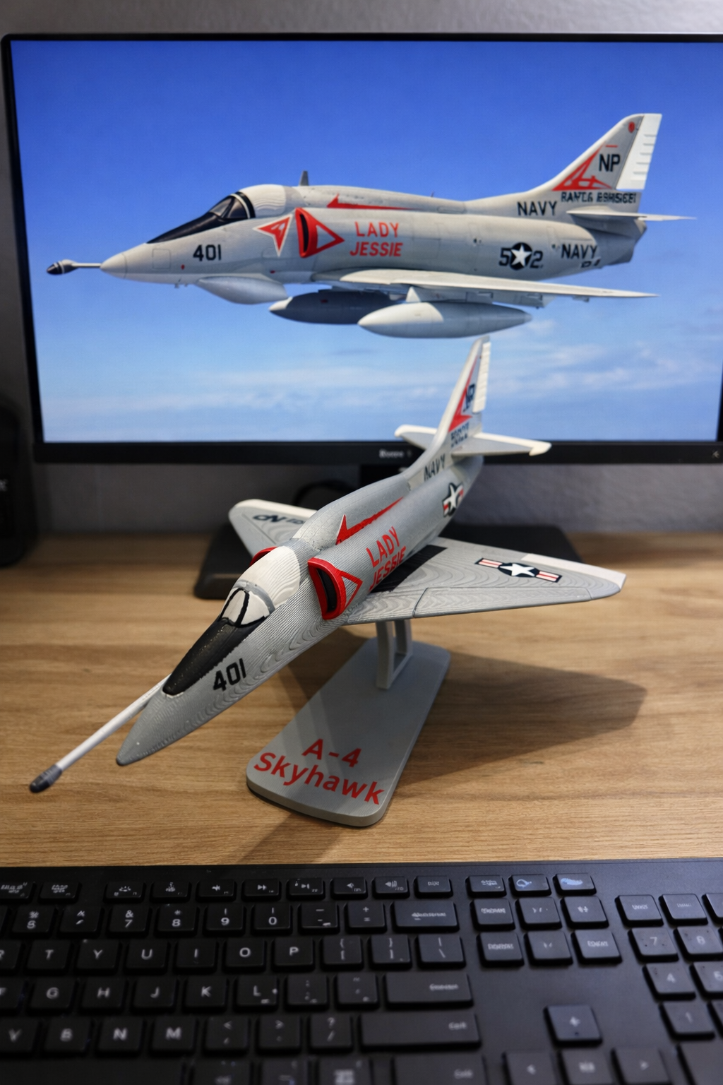 A-4 Skyhawk Loose Piece Display Model – 3D Printed Navy Jet Aircraft Decor