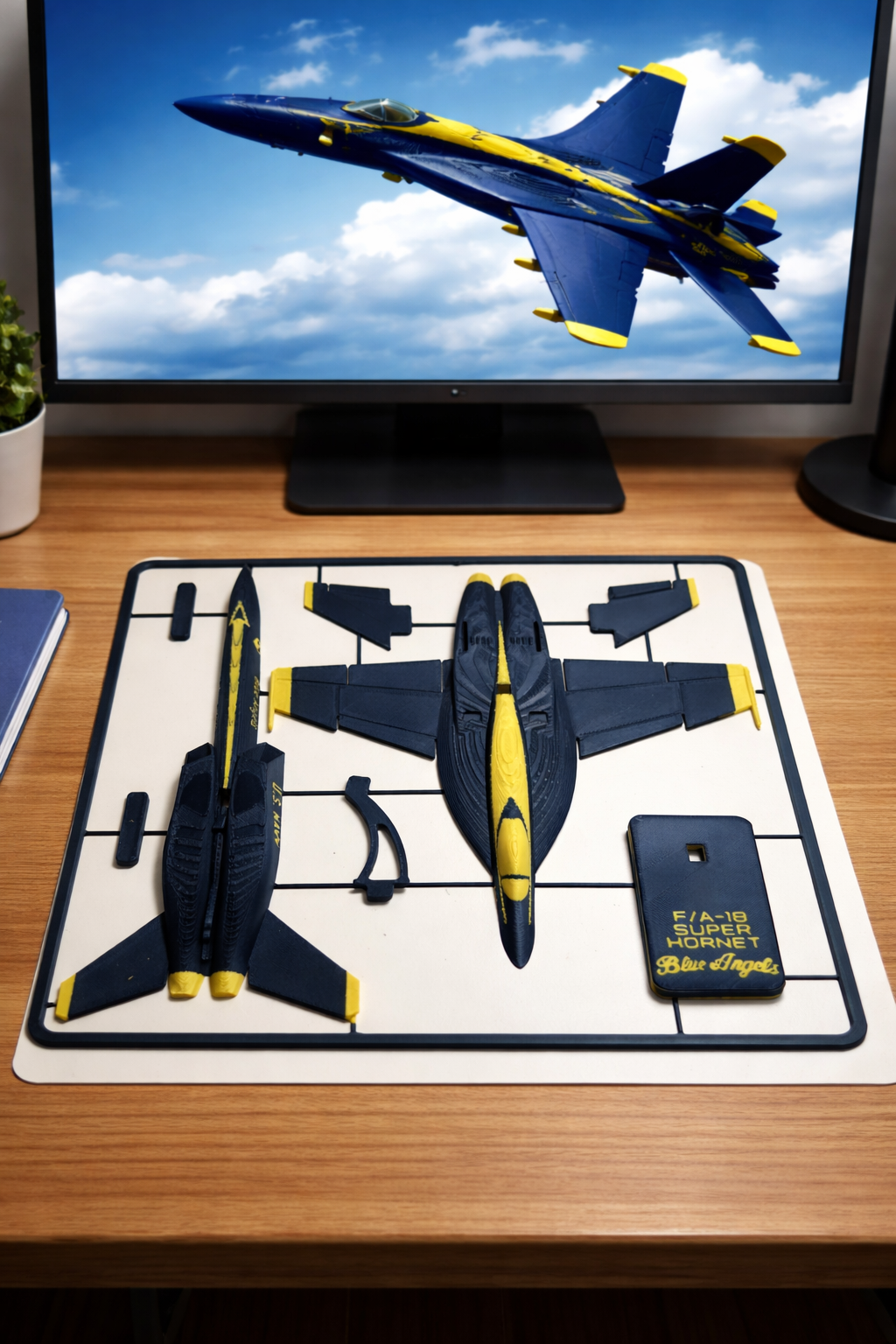 Blue Angels F/A-18 Super Hornet 3D Printed Aircraft Model Kit – Navy Demonstration Jet Edition