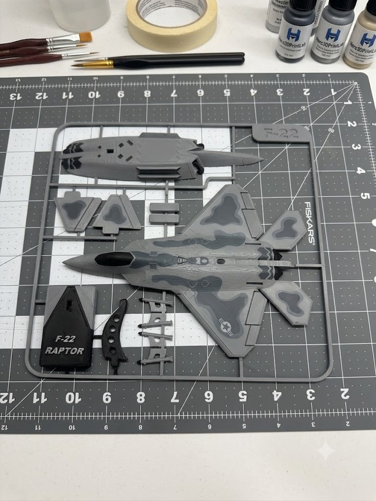 3D Printed F-22 Raptor Model Kit with Missiles – Fighter Jet DIY Build Kit Desk Decor