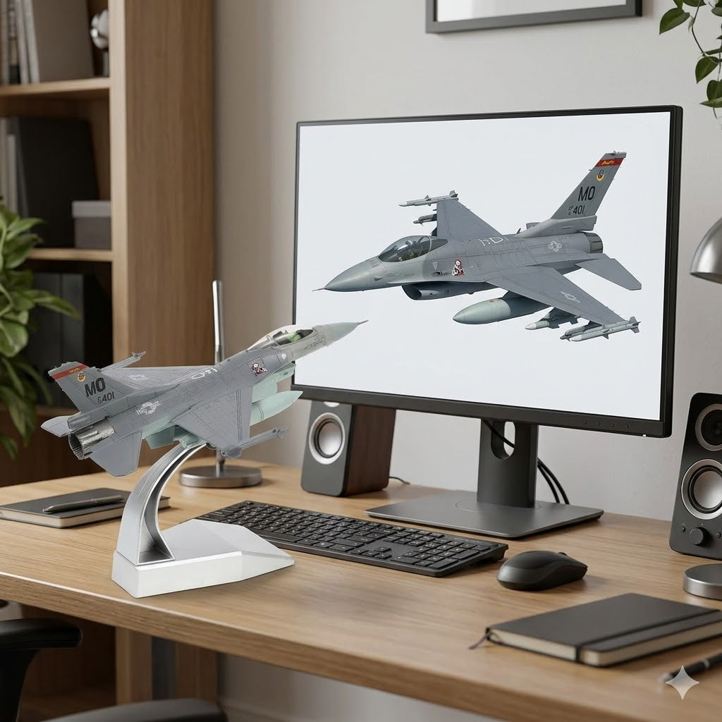 F-16C Fighting Falcon 3D Printed Model Kit – 1:100 Scale