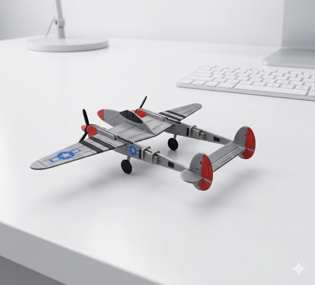 3D Printed P-38 Lightning Model Kit – WWII Twin-Engine Fighter Build Kit