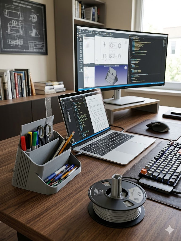 3D Printed Desk Organizer | Office Supply Holder | Pen Pencil and Stationery Storage Tray
