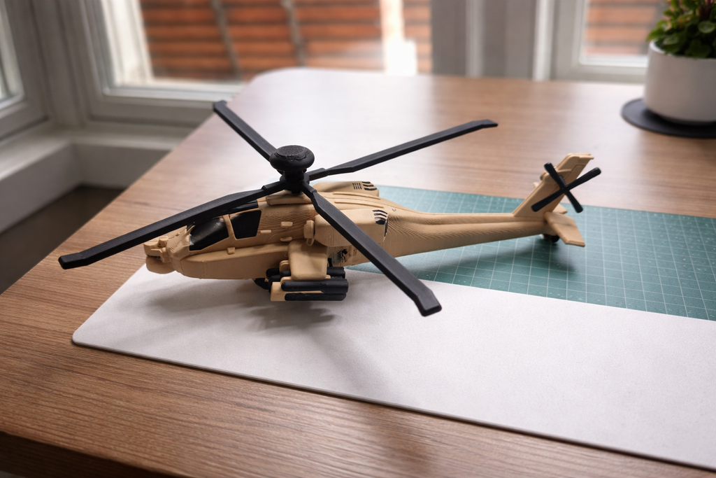 AH-64 Apache Helicopter 3D Printed Display Model – Military Attack Helicopter Edition
