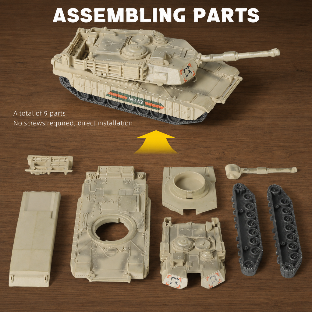1/72 Scale M1A2 Military Tank Quick Build Model Kit – 9 Piece Main Battle Tank Build