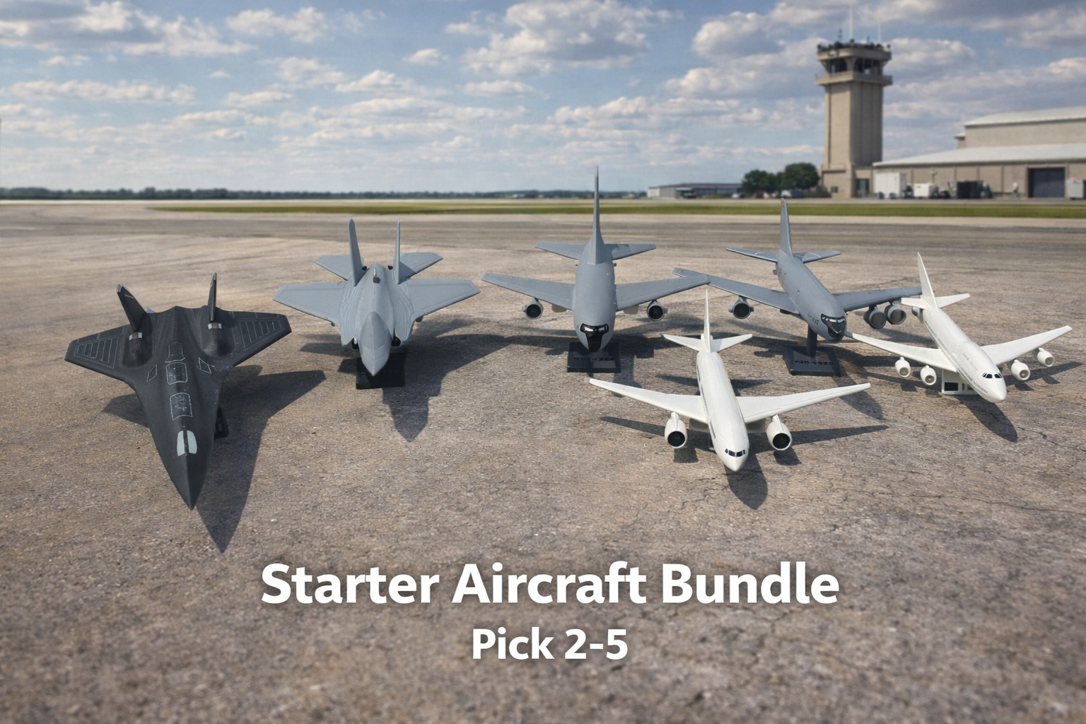 Aviation Starter Bundle 3D Printed Model Kit Collection – KC-135, Boeing 747, 787, Darkstar & Fighter Jets