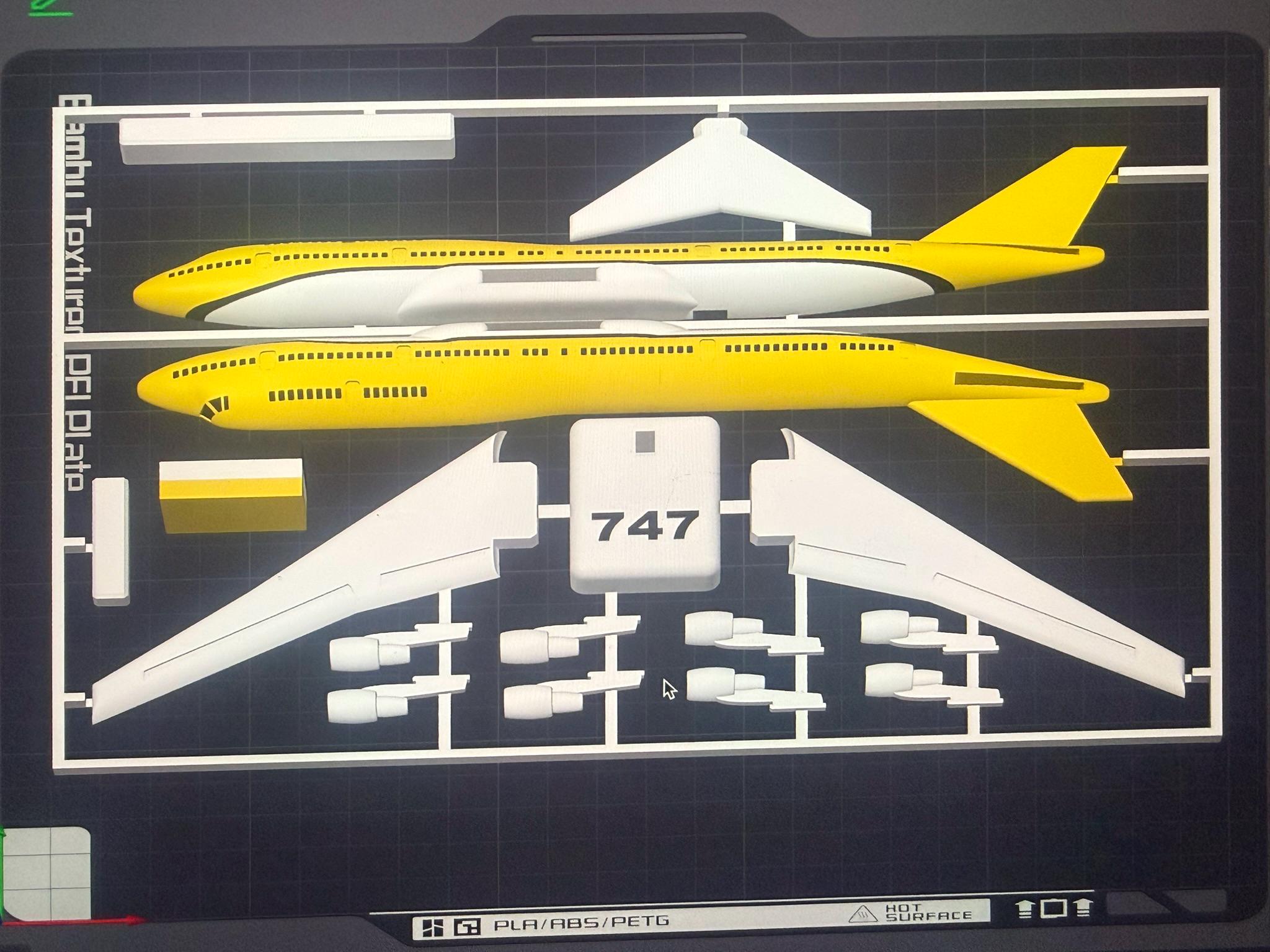 Boeing 747 Jumbo Jet 3D Printed Aircraft Model Kit – Commercial Airliner