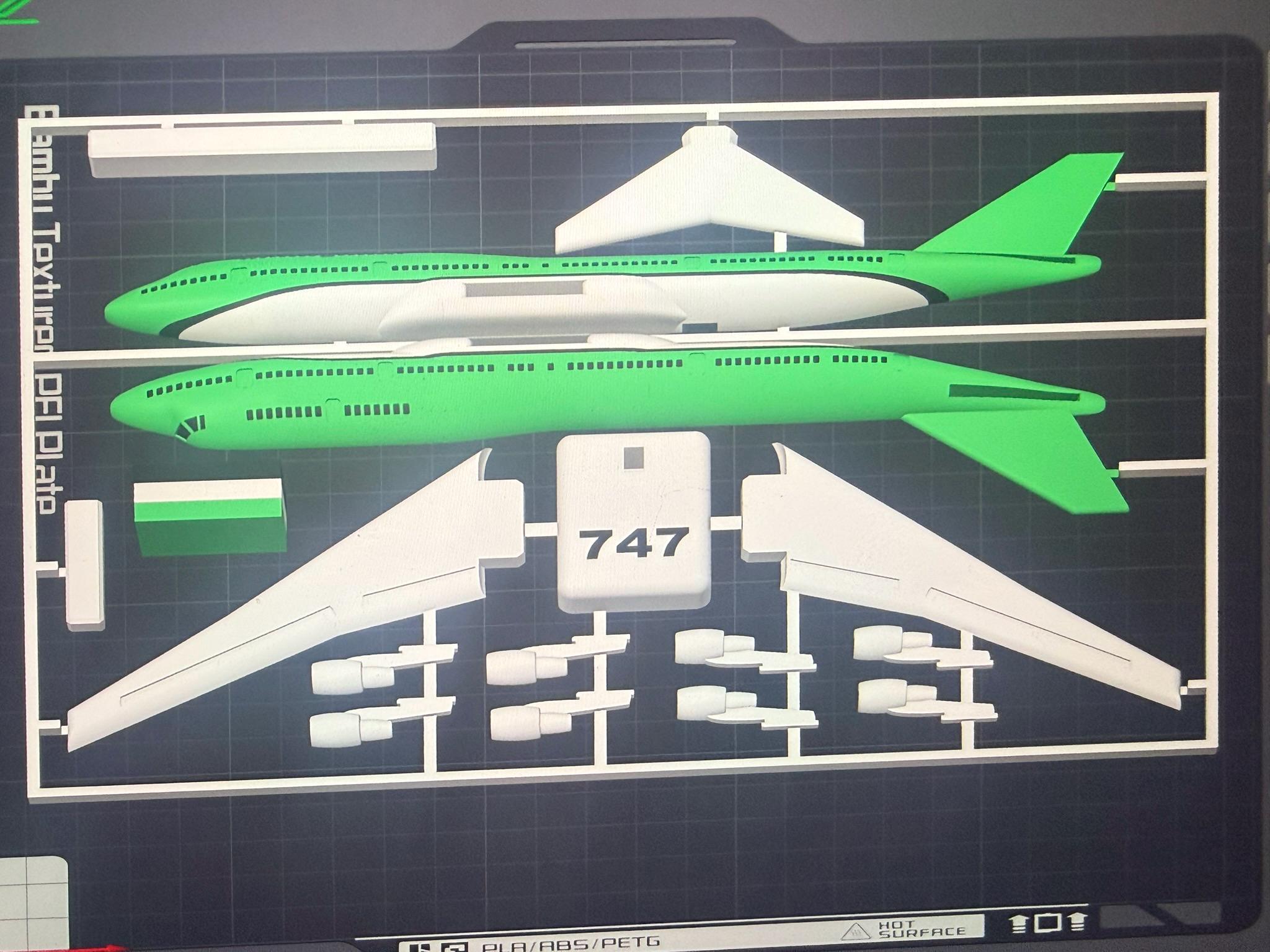 Boeing 747 Jumbo Jet 3D Printed Aircraft Model Kit – Commercial Airliner